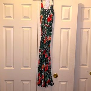 One piece straps pants jumpsuit with belt